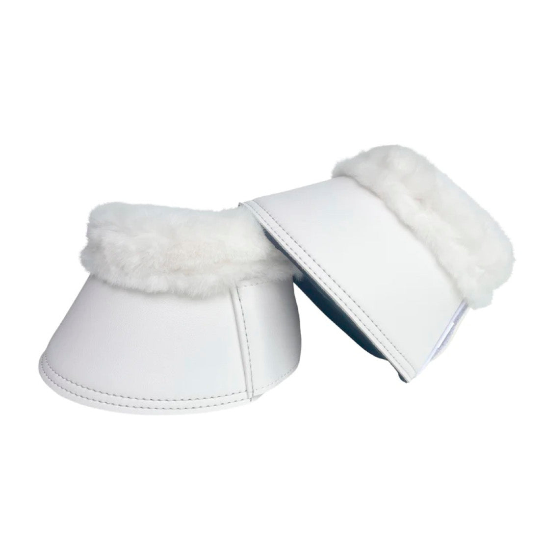 Classic white dressage bell boots for horses